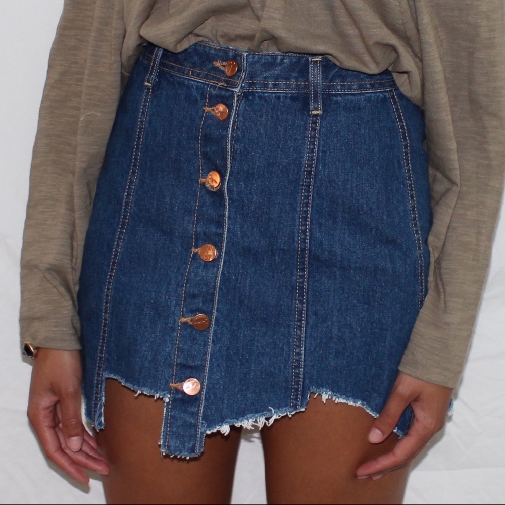 Unique Asymmetrical Jean Skirt